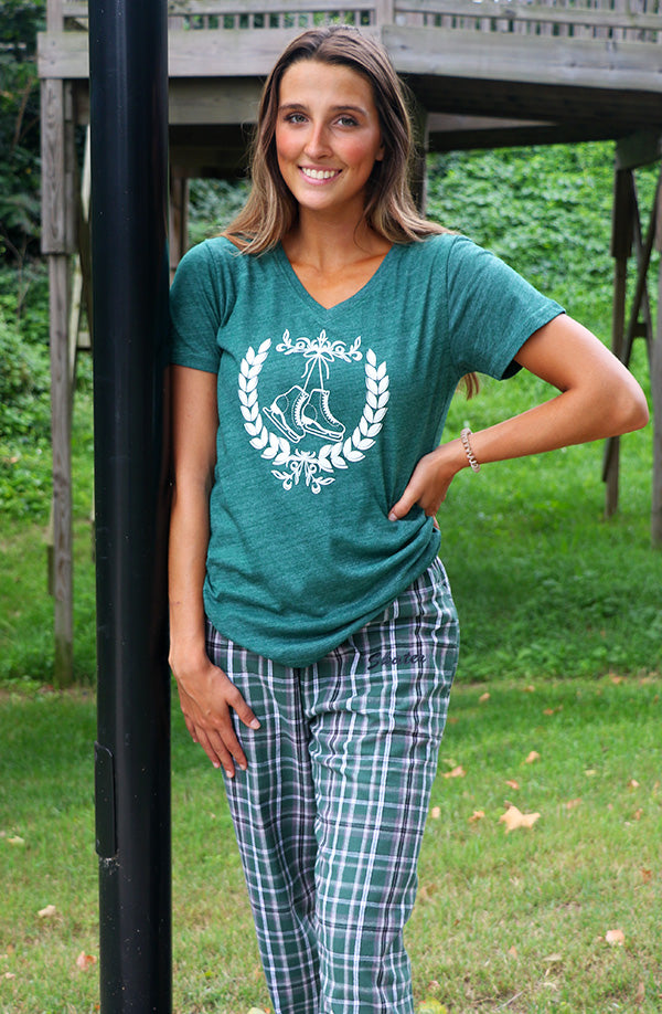 Laurel Wreath Ice Skating V-Neck Tee (Ladies)