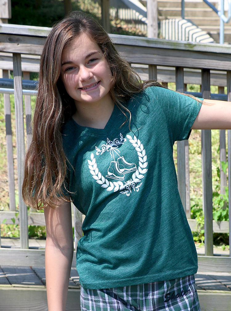 Laurel Wreath Ice Skating V-Neck Tee (Youth)