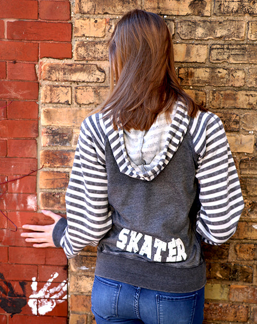 Skater Angel Fleece Stripe Hoodie (Ladies)