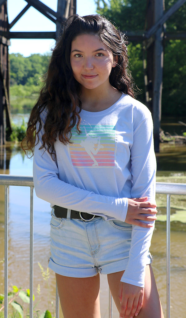Haircutter Ice Skater Long-Sleeve Cropped Tee (Ladies)