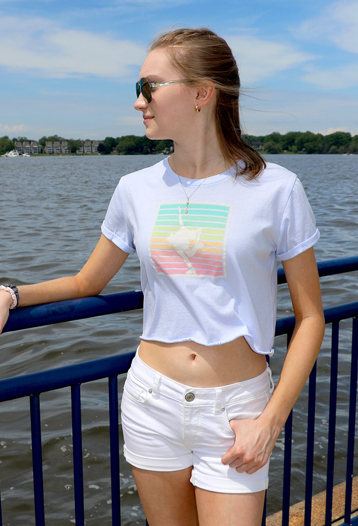 Haircutter Ice Skater Short-Sleeve Cropped Tee (Ladies)