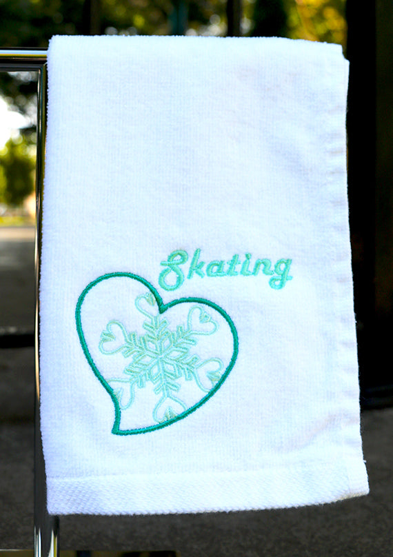 Snowflake Heart Skating Towel